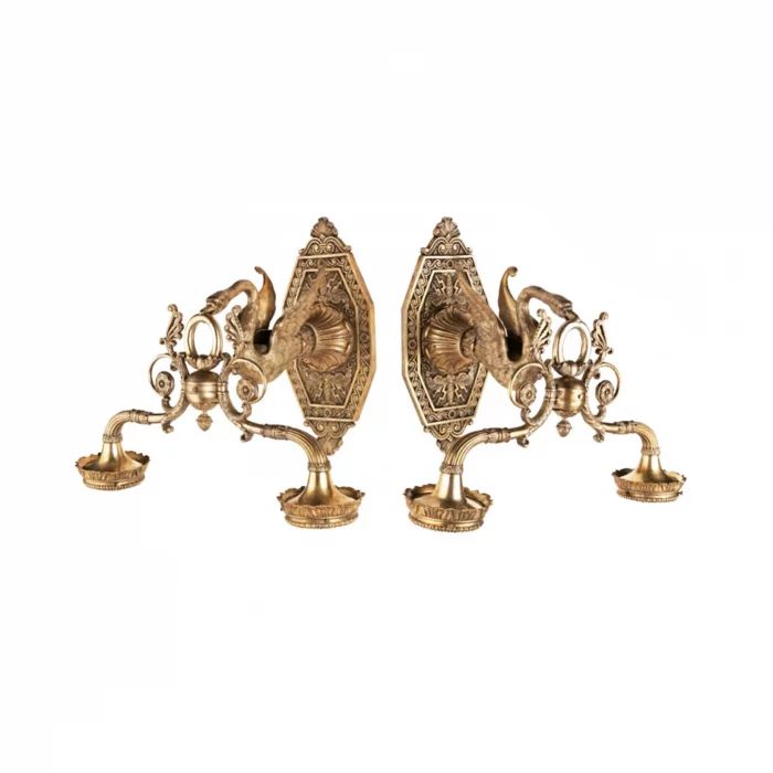 Pair of gilded bronze sconces