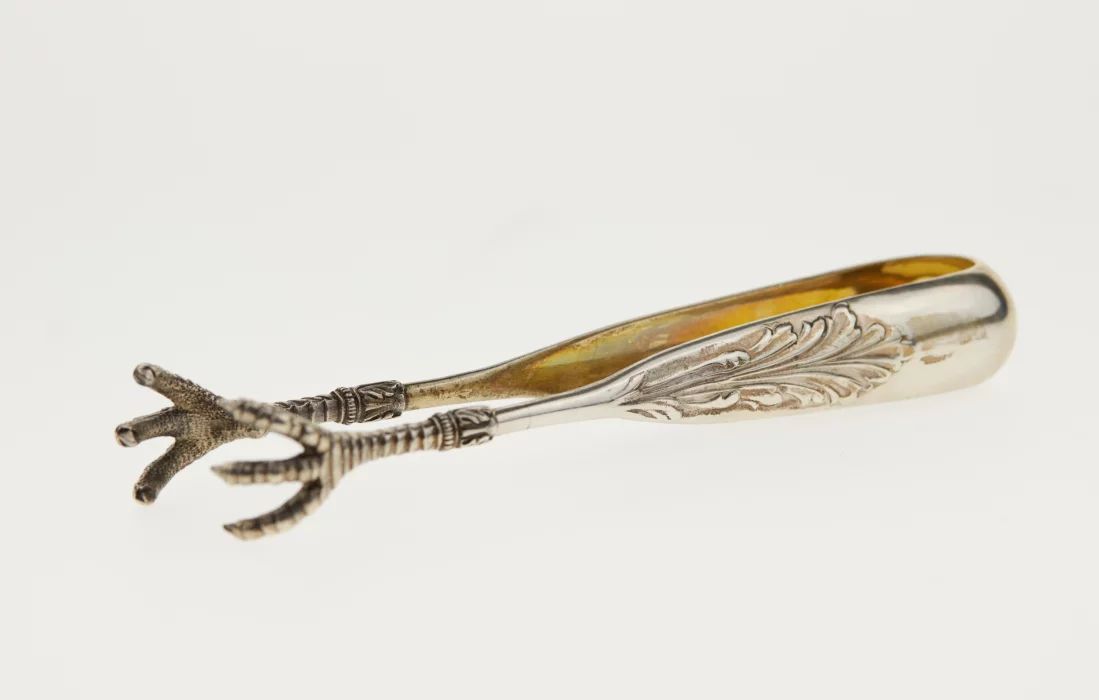 Russian silver sugar tongs. 