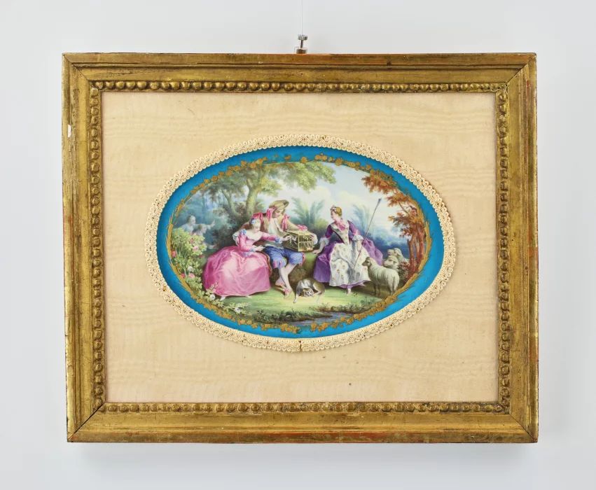 19th century French porcelain panel oval in Sevres style 