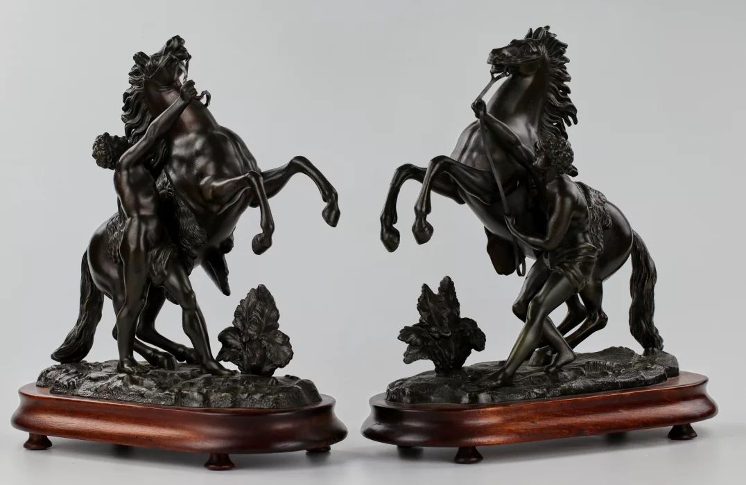 Pair of bronzed Marley riders of the late 19th century 