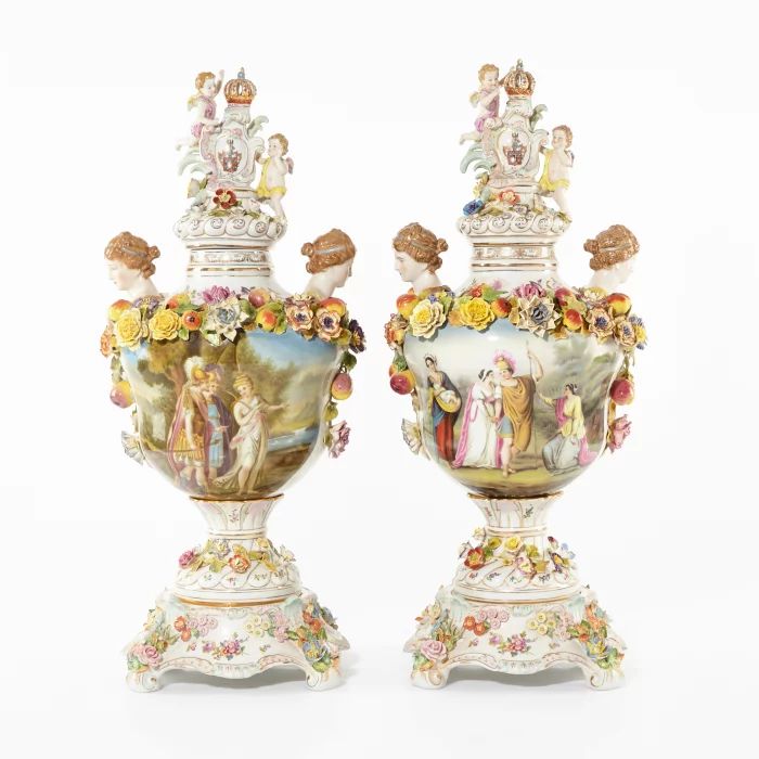 Pair of porcelain vases "Dresden"