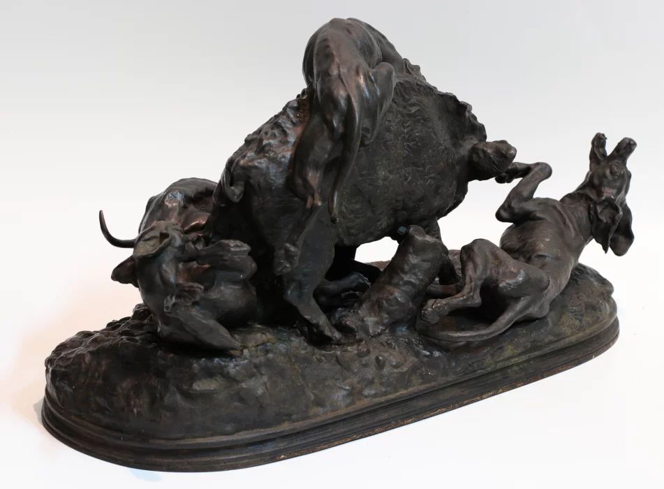 "Sanglier chasse par des chiens" CASLEY (КАСЛИ) 1914