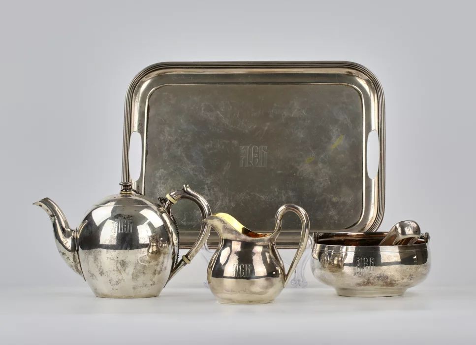 Sazikov silver tea set, Moscow