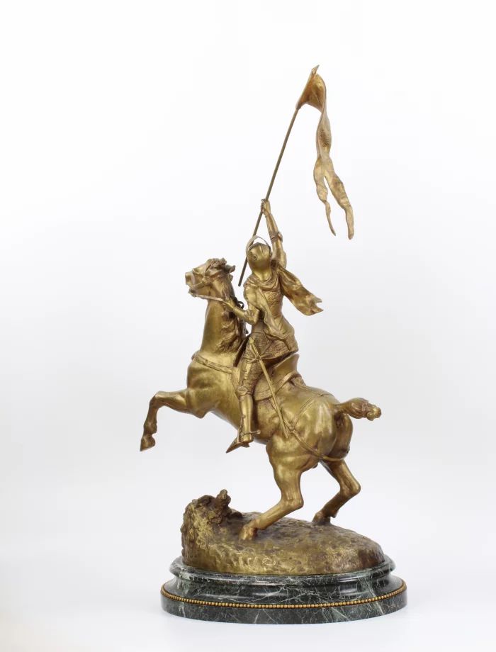Heroic bronze of an equestrian knight. 