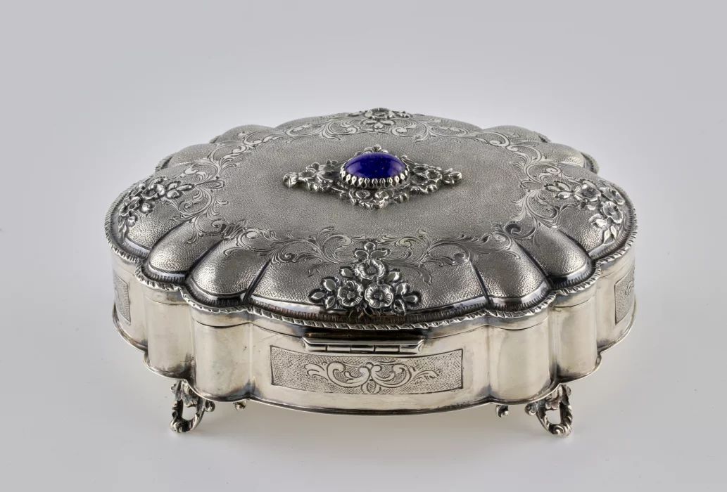 Silver jewelry box.