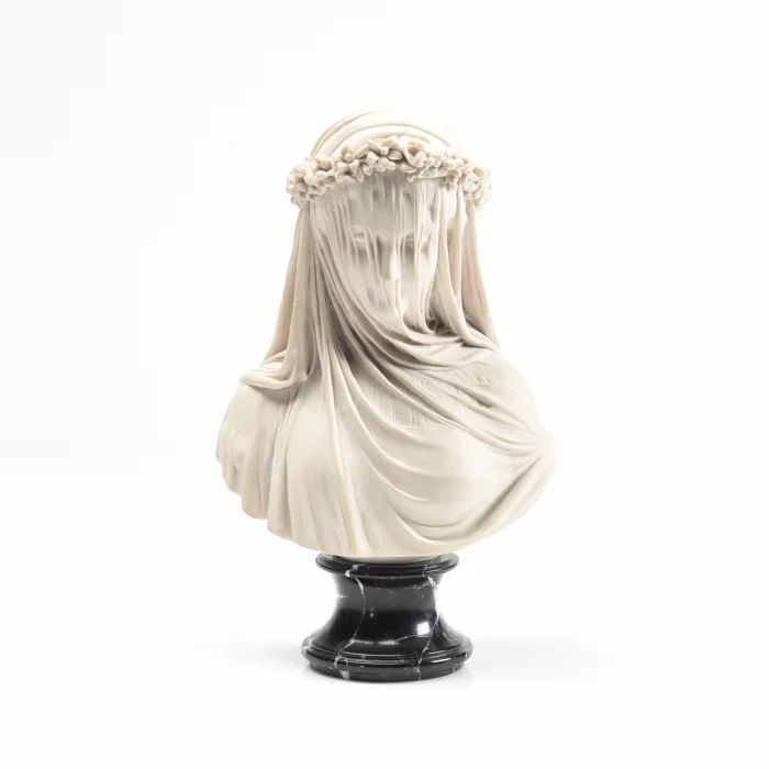 "The Veiled Virgin" marble bust . 