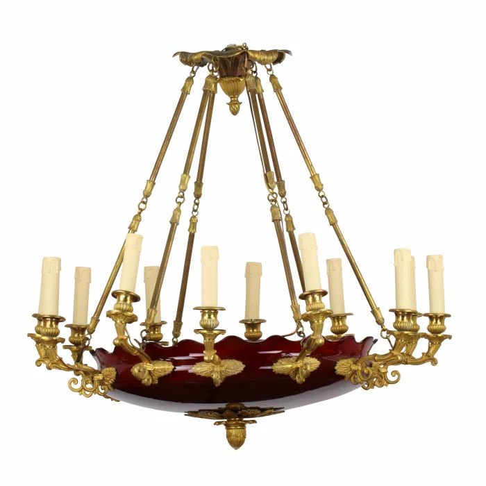 Chandelier with red glass