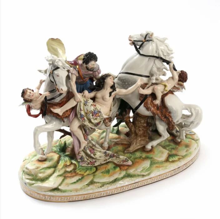 Porcelain group "The abduction of  Leucippuses daughters "