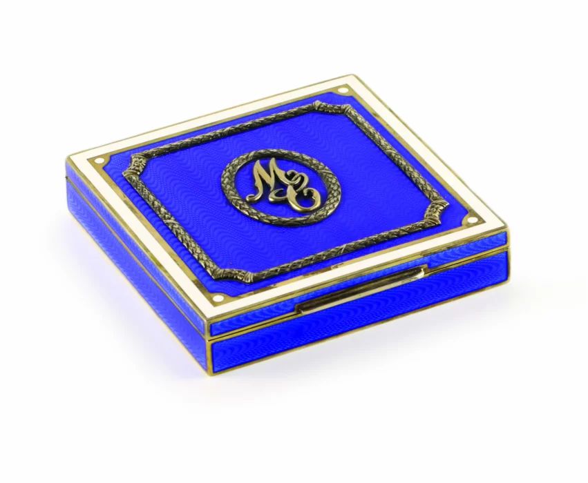 Blue guilloche Cigarette Case.  1893