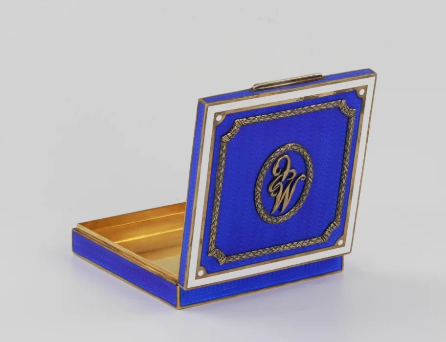 Blue guilloche Cigarette Case.  1893