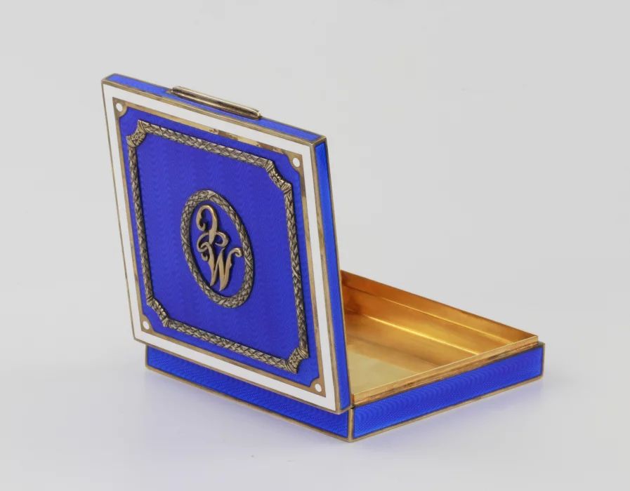 Blue guilloche Cigarette Case.  1893