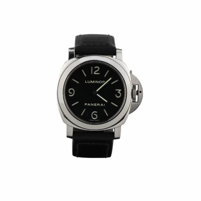 Montre Panerai PAM00112 Luminor Base 44 mm en acier inoxydable et cuir 