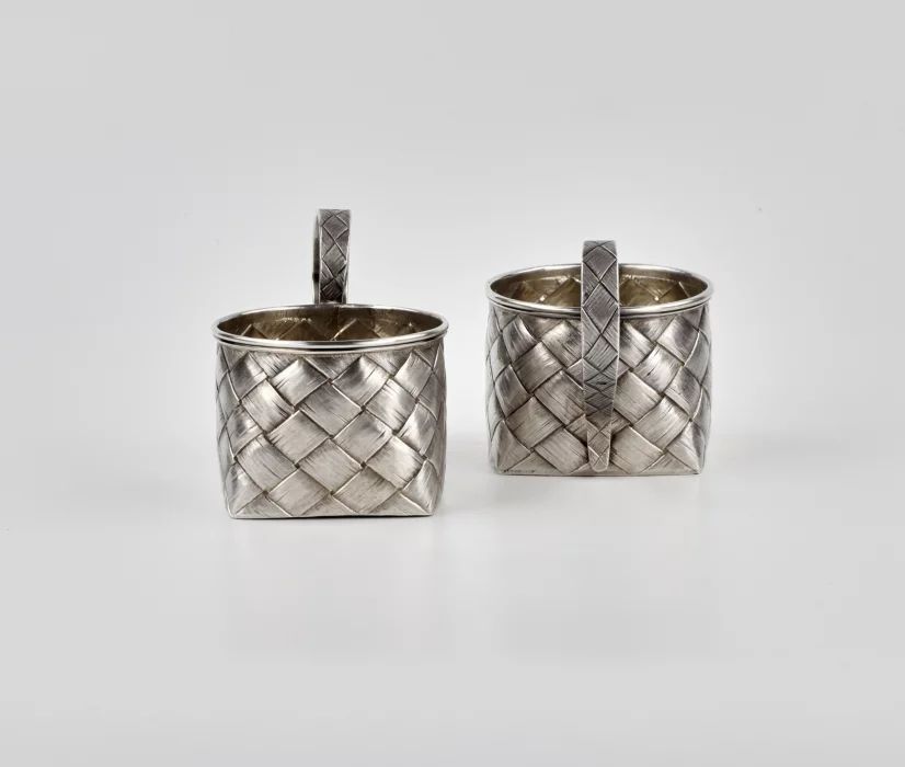 Pair of silver cupholders Lyko in Russian style