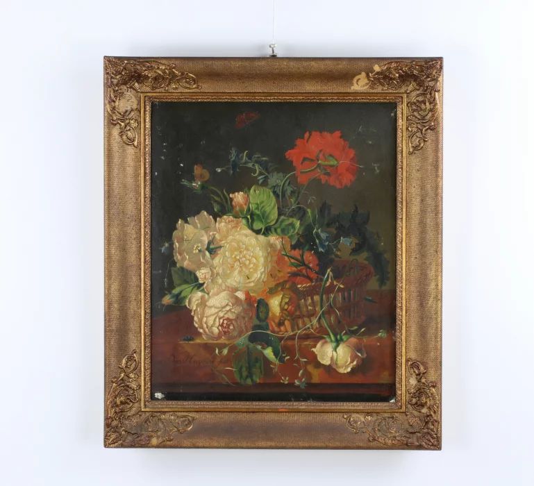 "Basket of flowers" Jan van Huysum style