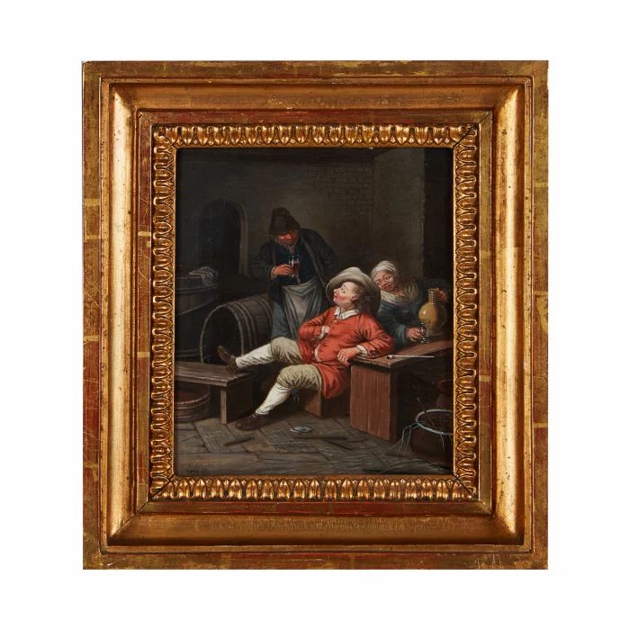 Painting "In the wine cellar"  JC Schultz