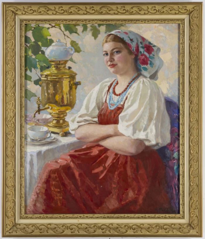 Painting Girl with a Samovar M.Maksolly 