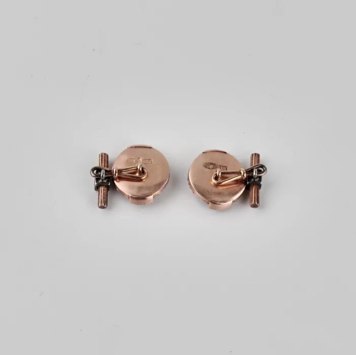 Faberge style gold cufflinks. 