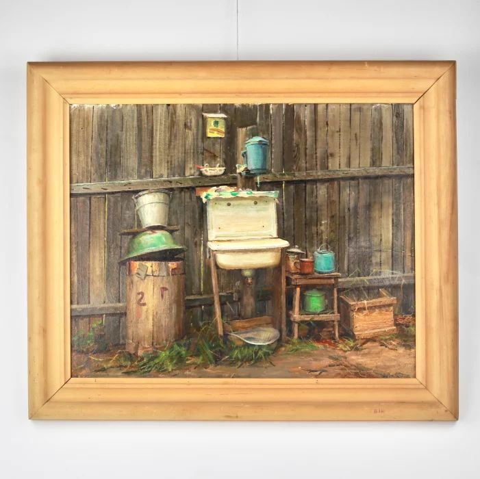 "Yard, Washbasin" Painting 