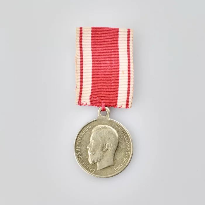 Small silver medal "For Zeal" on a ribbon, the period of Nicholas II. Russia 