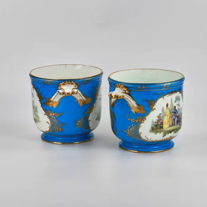 A pair of Sevres cachepots