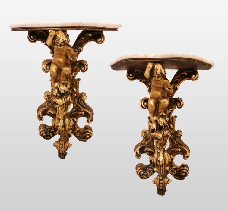 Pair of Putti Consoles