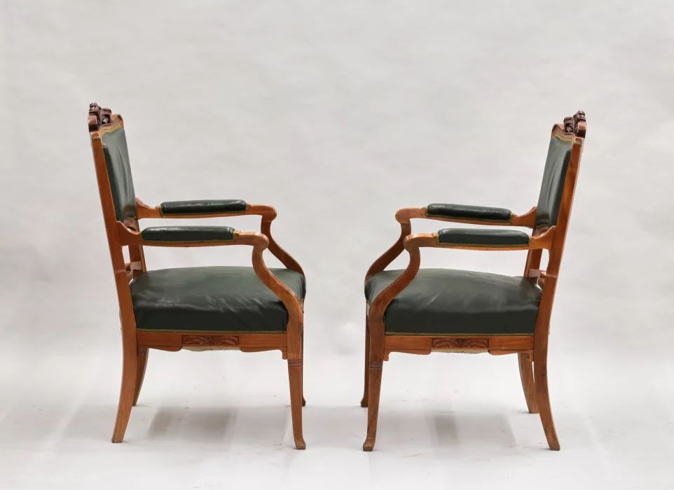 Two leather armchairs Art Nouveau
