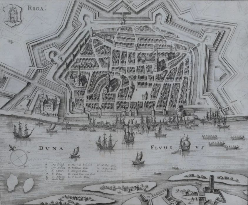 Rīgas karte no 17. gadsimta vidus.