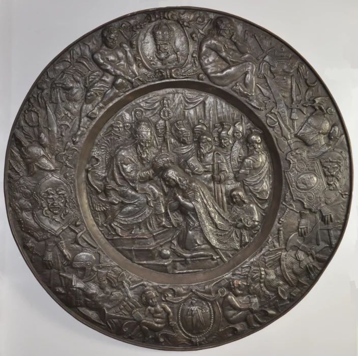 The cast-iron panel "The Coronation of Charlemagne".