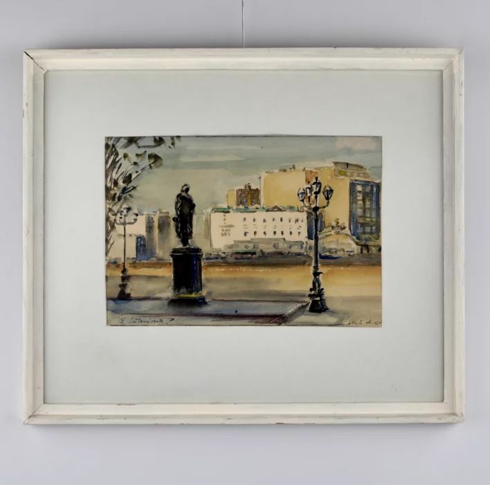 Žanis SŪNIŅŠ. Akvareļu skice "Pilsēta". (1904 - 1993) 