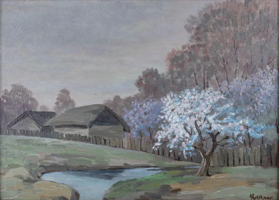 Alfred Alexander Gelhar. Blooming apple tree. 