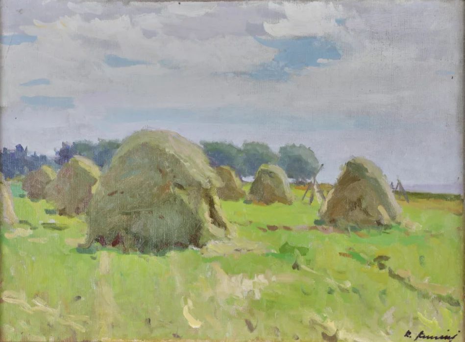 Landscape "Haystacks". Raimonds Auniņš (1907-1960). 