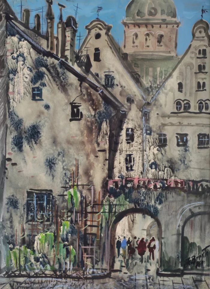 Janis Brekte. Aquarelle "Old Riga". 