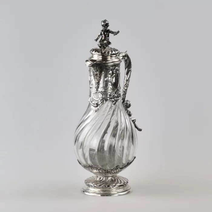 Exquisite silver wine jug in the power of Louis XV.