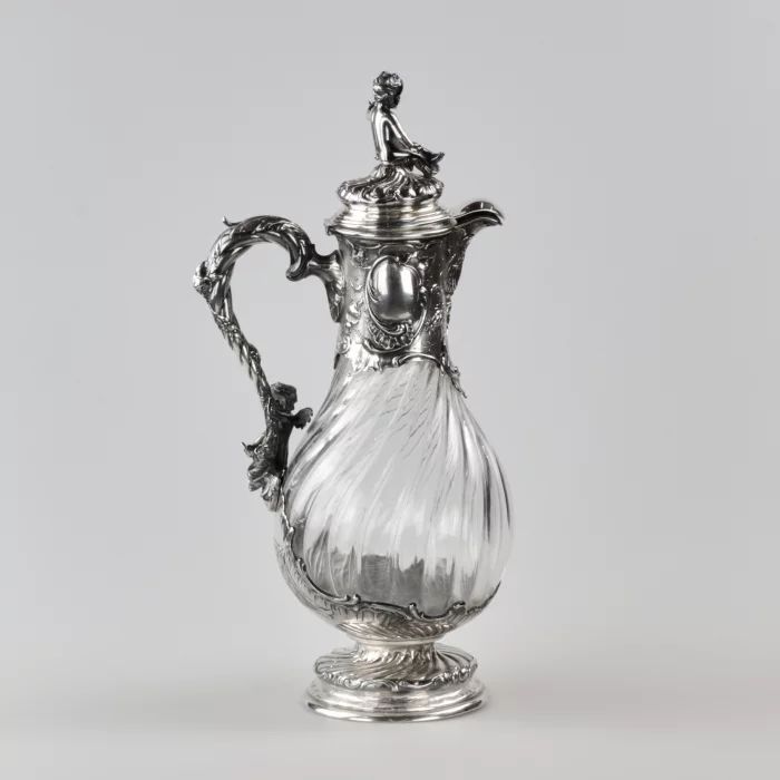 Exquisite silver wine jug in the power of Louis XV.