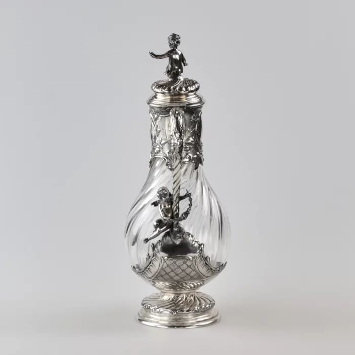 Exquisite silver wine jug in the power of Louis XV.