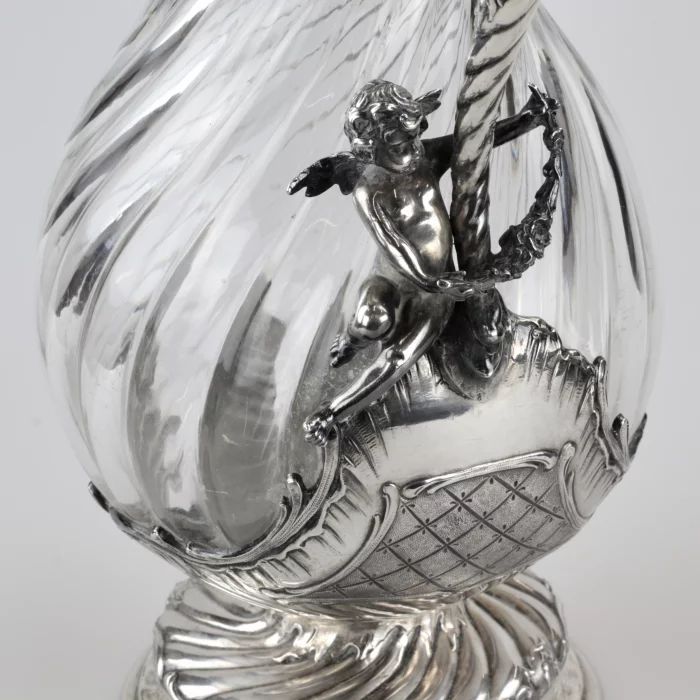 Exquisite silver wine jug in the power of Louis XV.