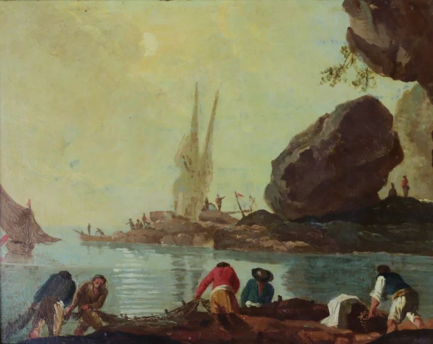 Small Italian genre "Neapolitan fishermen".