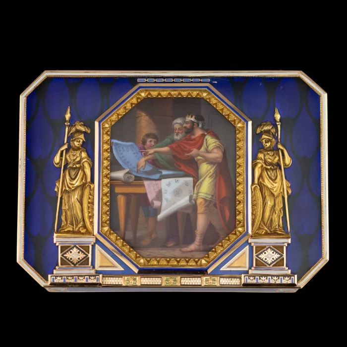 Remons, Lamijs un Sī. 19. gadsimta sākuma zelta šņaucamais ar emalju. 