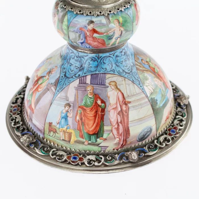 Декоративный серебряный рог 19 века. ВЕНА, 1890 г.