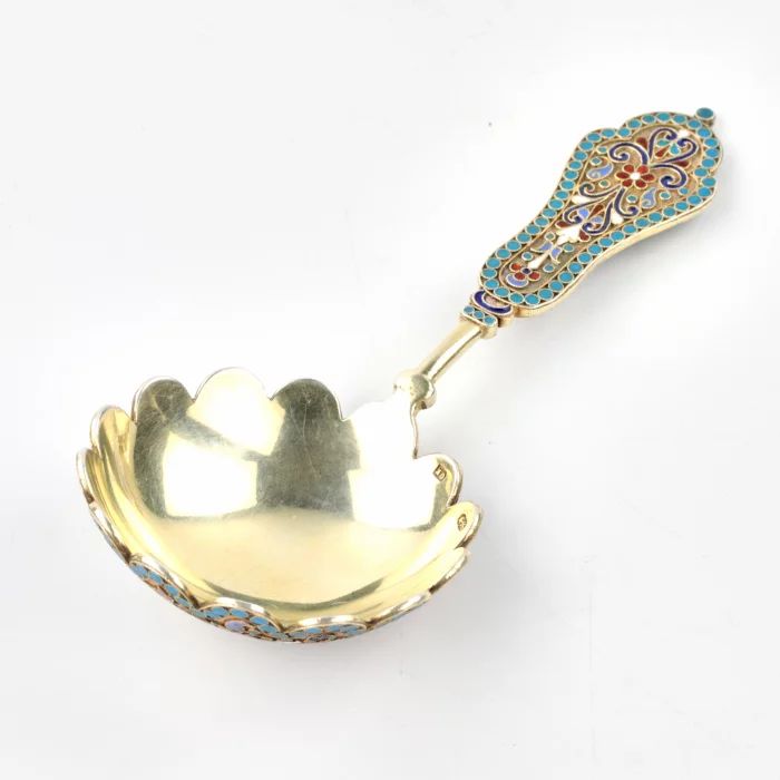 Silver spoon for berries by Gustav Klingert. 