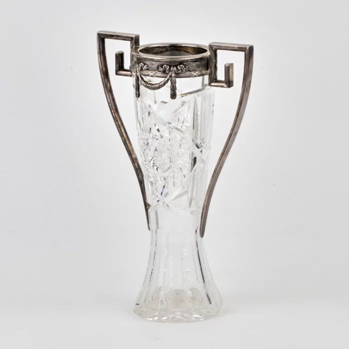 Russian vase. Crystal in silver in the neoampire style. 