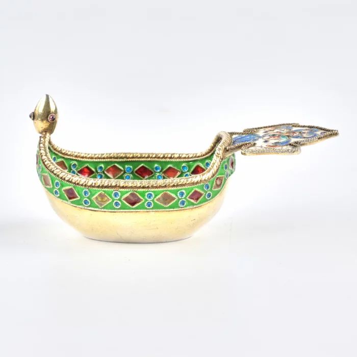 Decorative Kovsh in Russian style with enamel. 