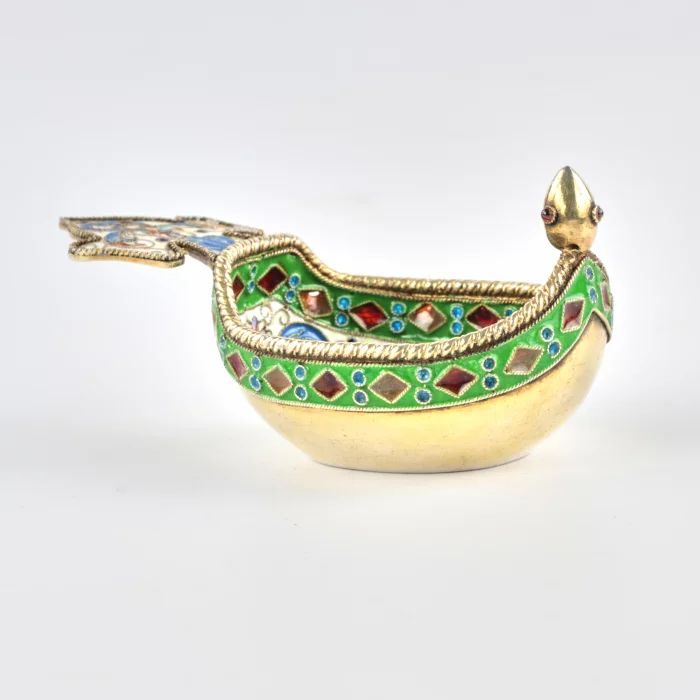 Decorative Kovsh in Russian style with enamel. 