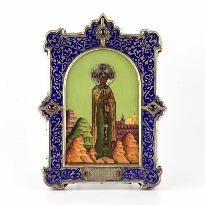 Icône "Sainte Princesse Anna" dans une monture en argent. 