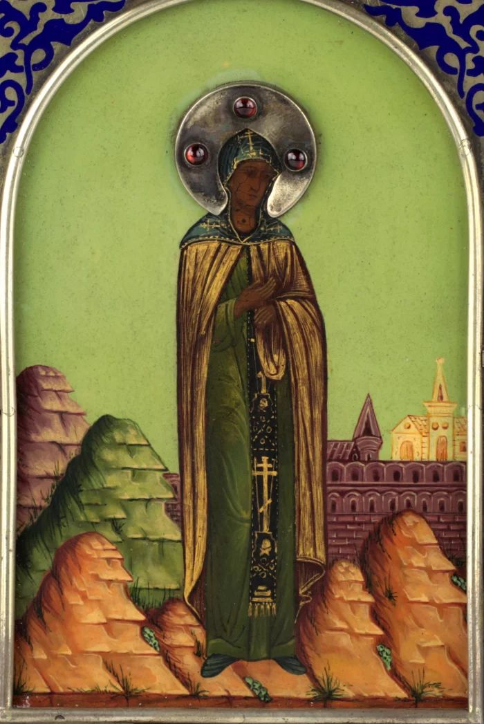 Icône "Sainte Princesse Anna" dans une monture en argent. 