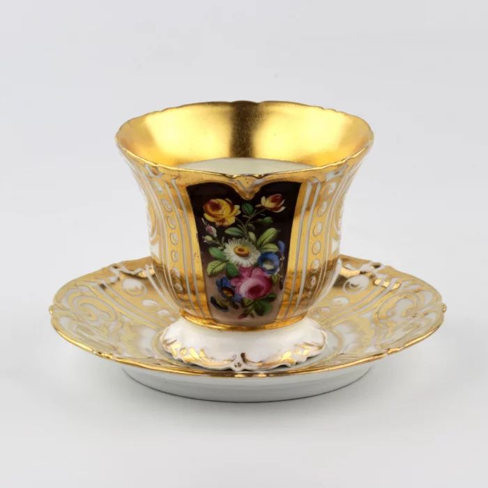 Large porcelain cup and saucer. 