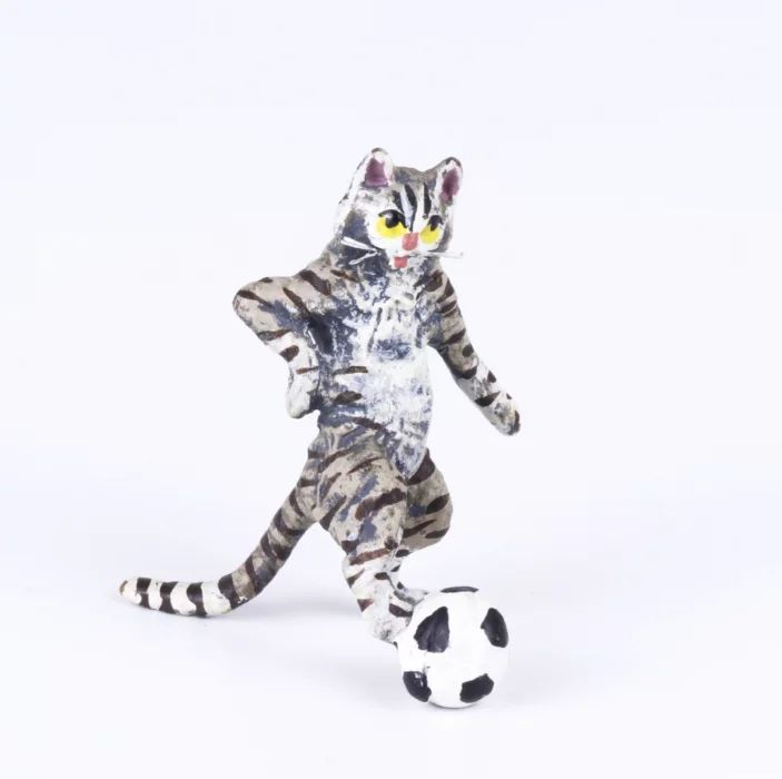 Cat football player. Vienna bronze