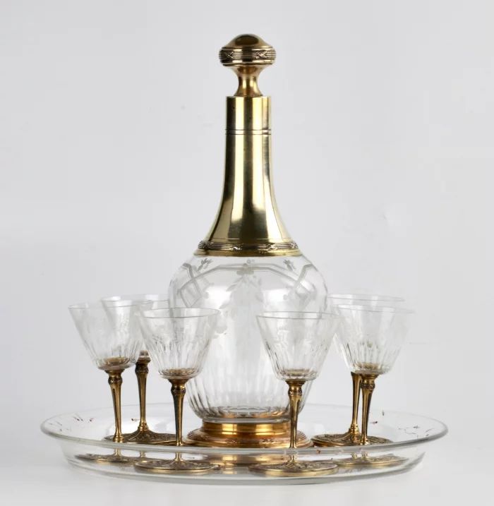 Decanter with glasses. France, 19th century. 