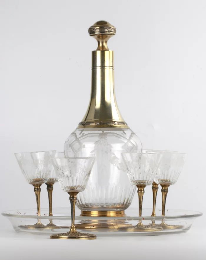 Decanter with glasses. France, 19th century. 