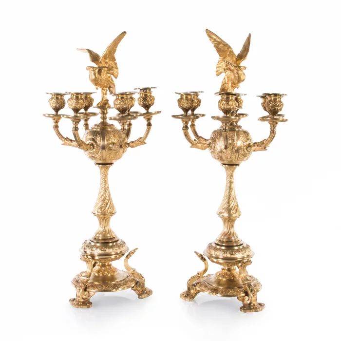  A pair of bronze  candelabra. Russia
